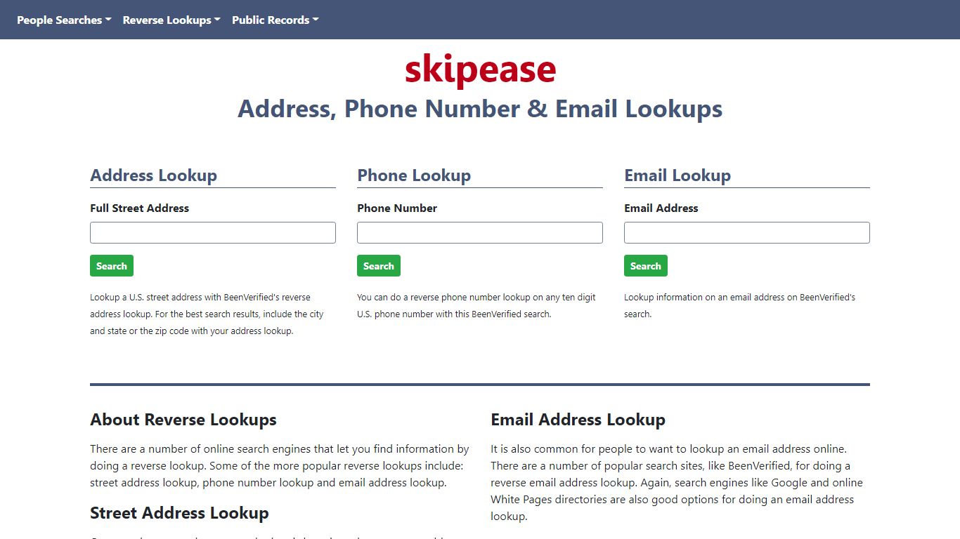 Reverse Lookup A Street Address, Phone Number Or Email Address - Skipease
